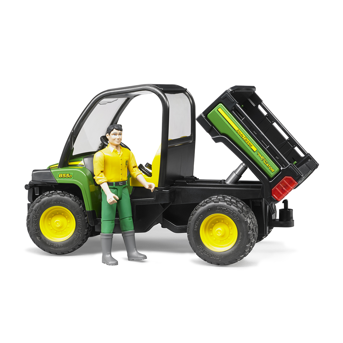 Мини-самосвал Bruder John deere gator xuv 855d с фигуркой водителя