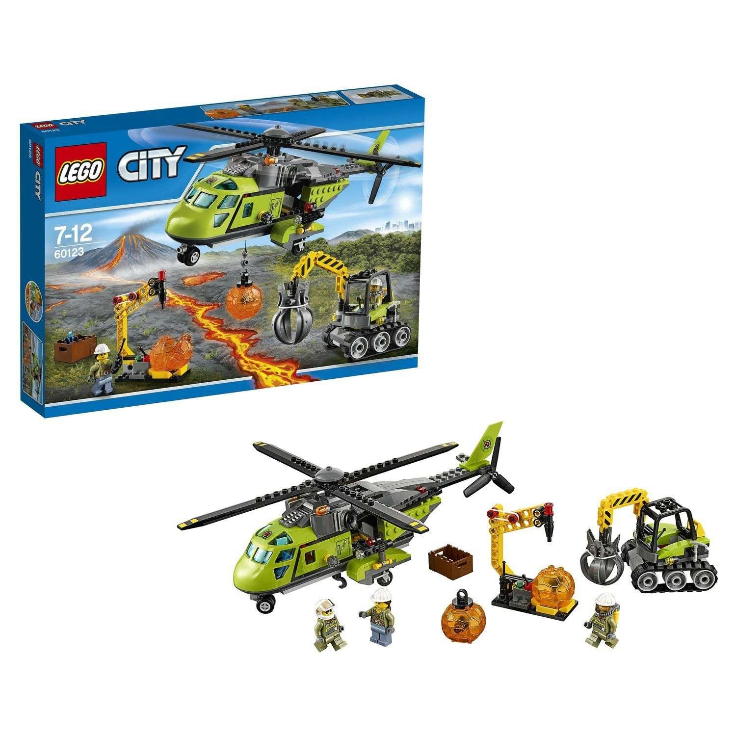 Конструктор LEGO City Volcano Explorers Грузовой вертолёт исследователей вулканов (60123) - фото 1