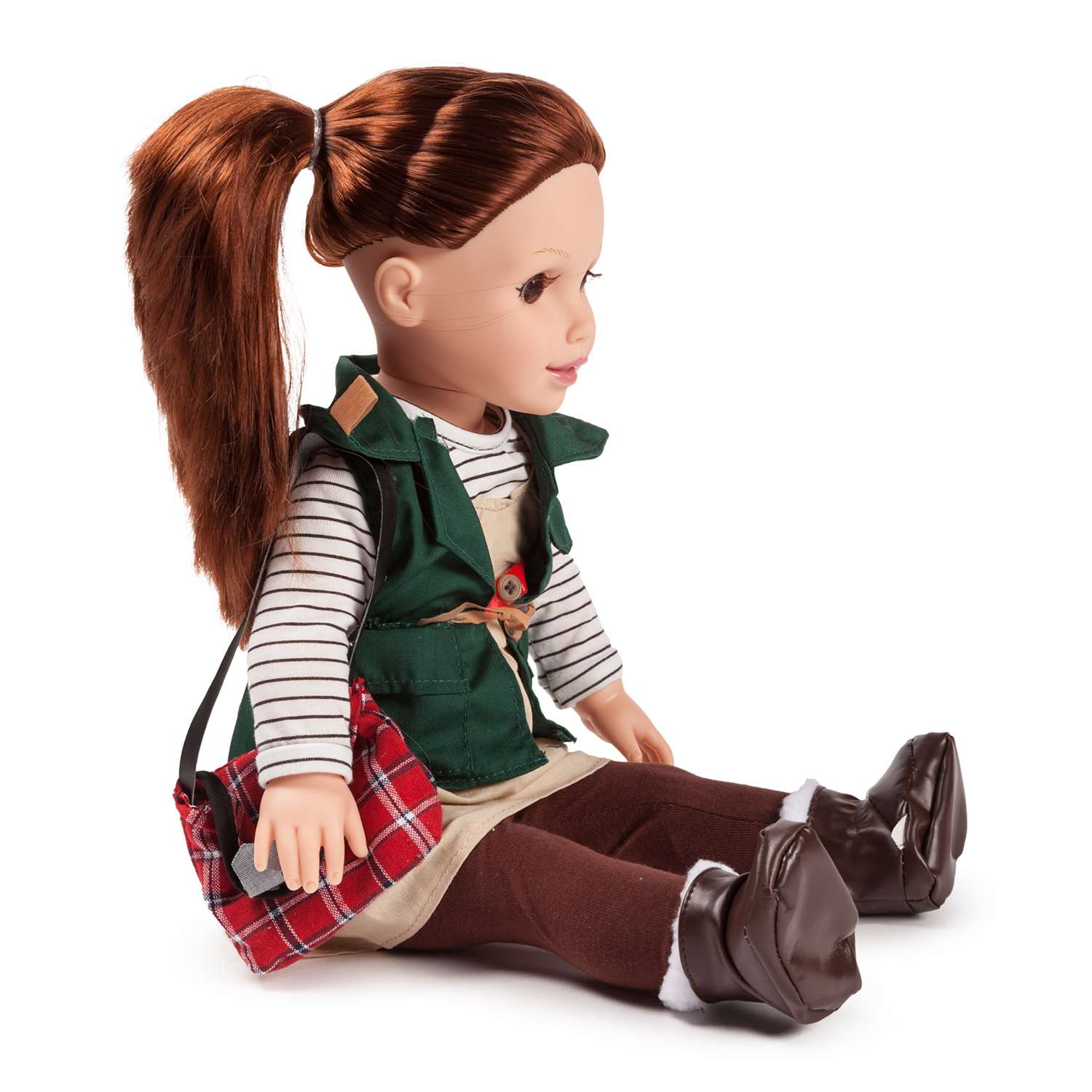 Кукла Demi Star Хлои Брюнетка в зеленом безрукавке бежевом сарафане коричневых колготках 8160 - фото 5