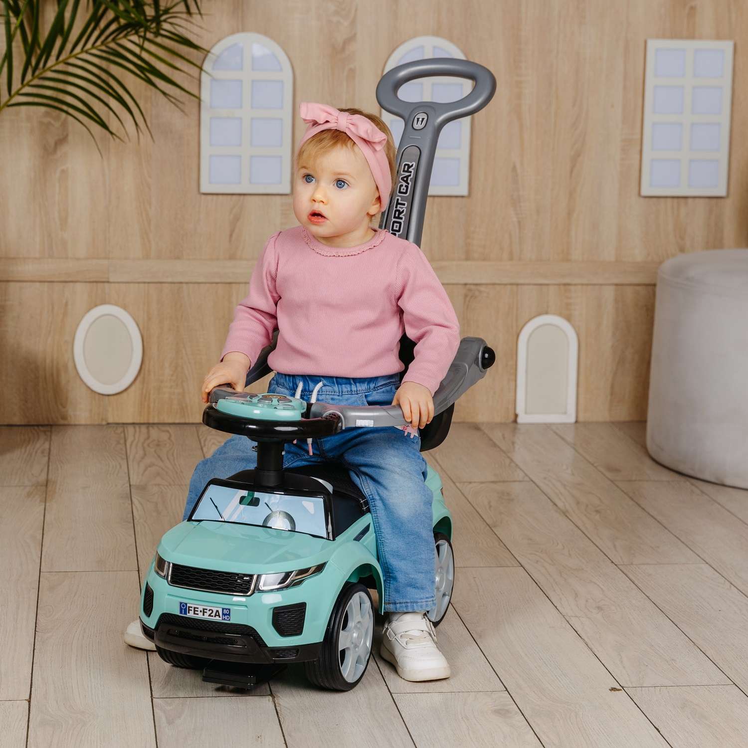 Каталка BabyCare Sport car кожаное сиденье мятный - фото 14