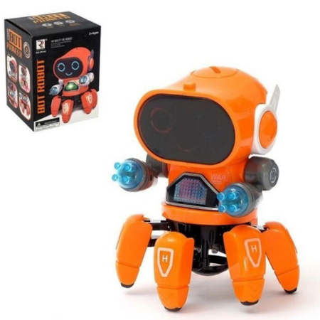 Робот CyberCode паук оранжевый на батарейках. Танцует и поёт