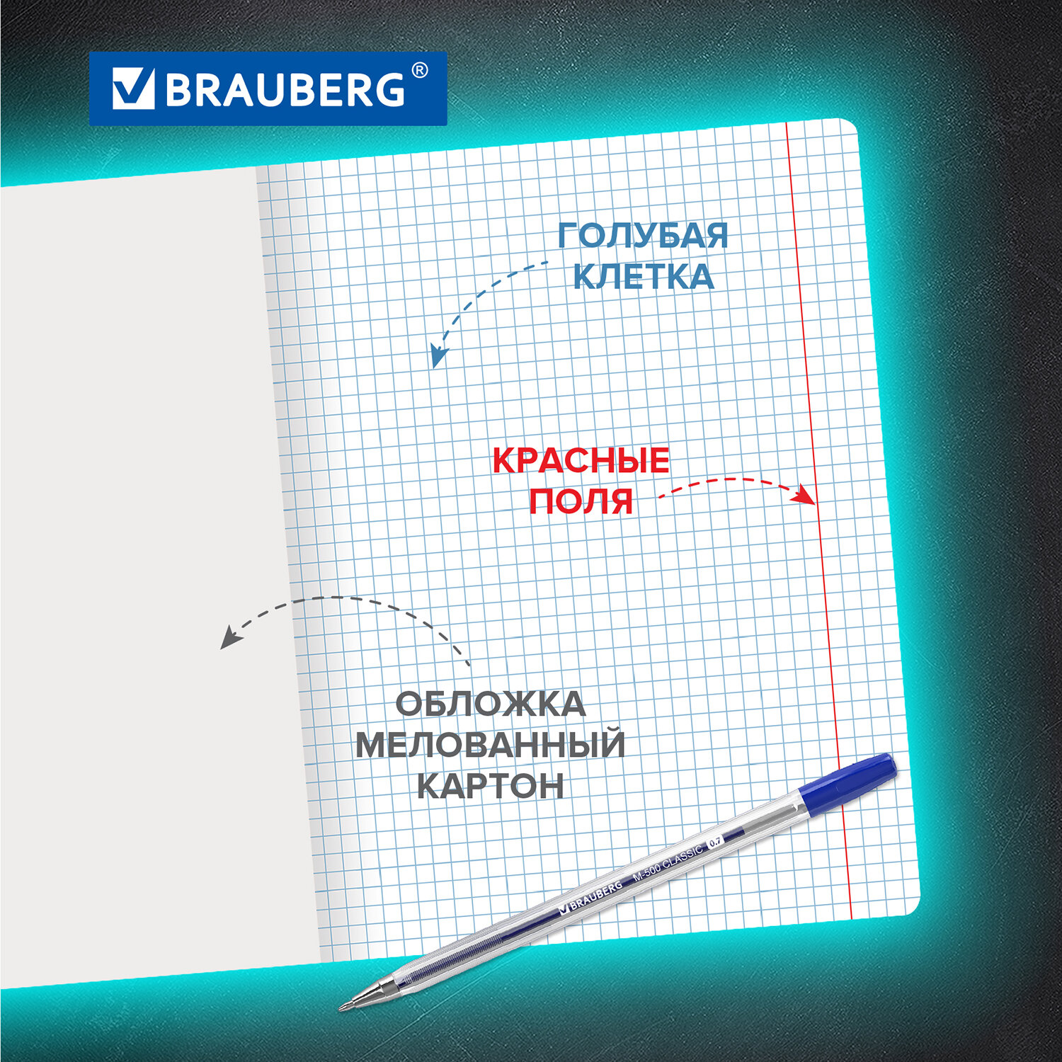 Тетрадь общая Brauberg в клетку общая для школы и записей 24 листа 10 штук - фото 2