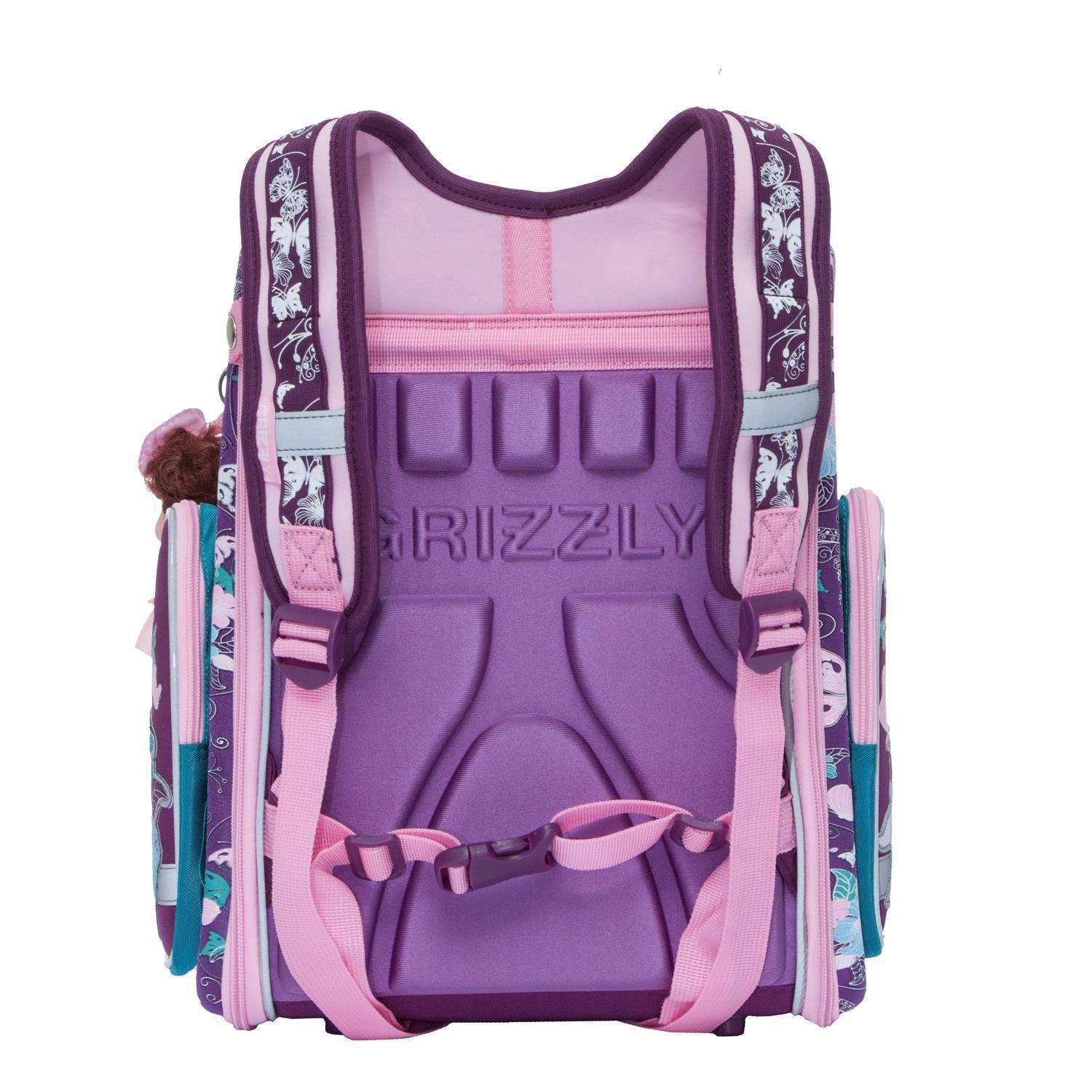 Рюкзак Grizzly для девочки фиолетовая бабочка - фото 3
