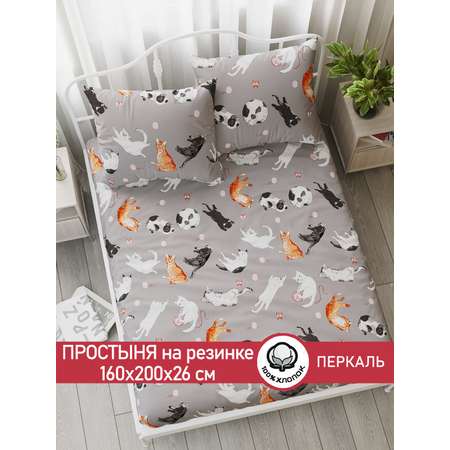 Простыня на резинке Сказка. Kitties 160х200 см