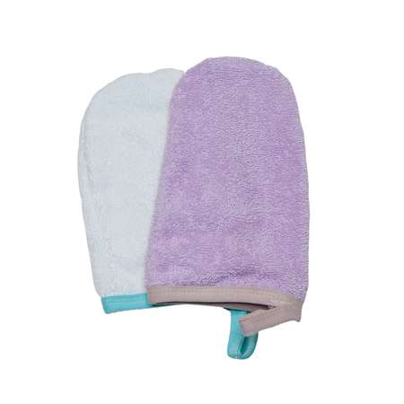 Набор мочалок-рукавичек YUMMYKI для купания 22х12см 2 шт лиловый белый