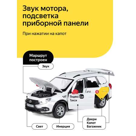 Машинка металлическая Яндекс GO игрушка детская 1:24 Lada Granta Cross белый инерционная Озвучено Алисой