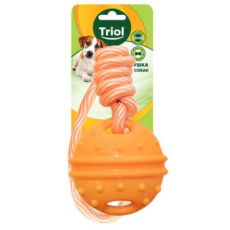 Игрушка для собак Triol Апельсин с веревкой Оранжевый