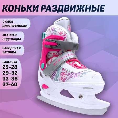 Раздвижные коньки Alpha Caprice Stellary Pink с мехом M 33-36