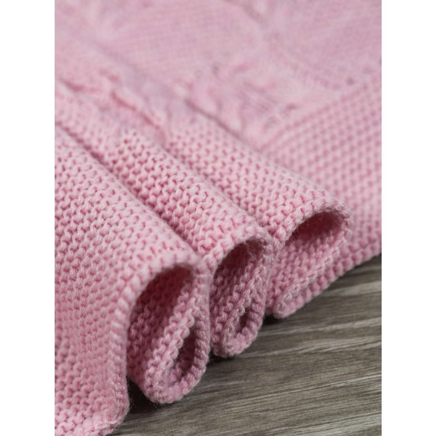 Плед-покрывало детский вязаный WARM WHIFF D-42 розовый на выписку в кроватку 90x110 - фото 4