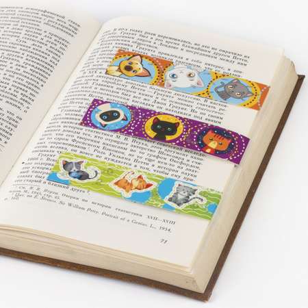 Закладки магнитные Юнландия для книг учебников и тетрадей Кошечки