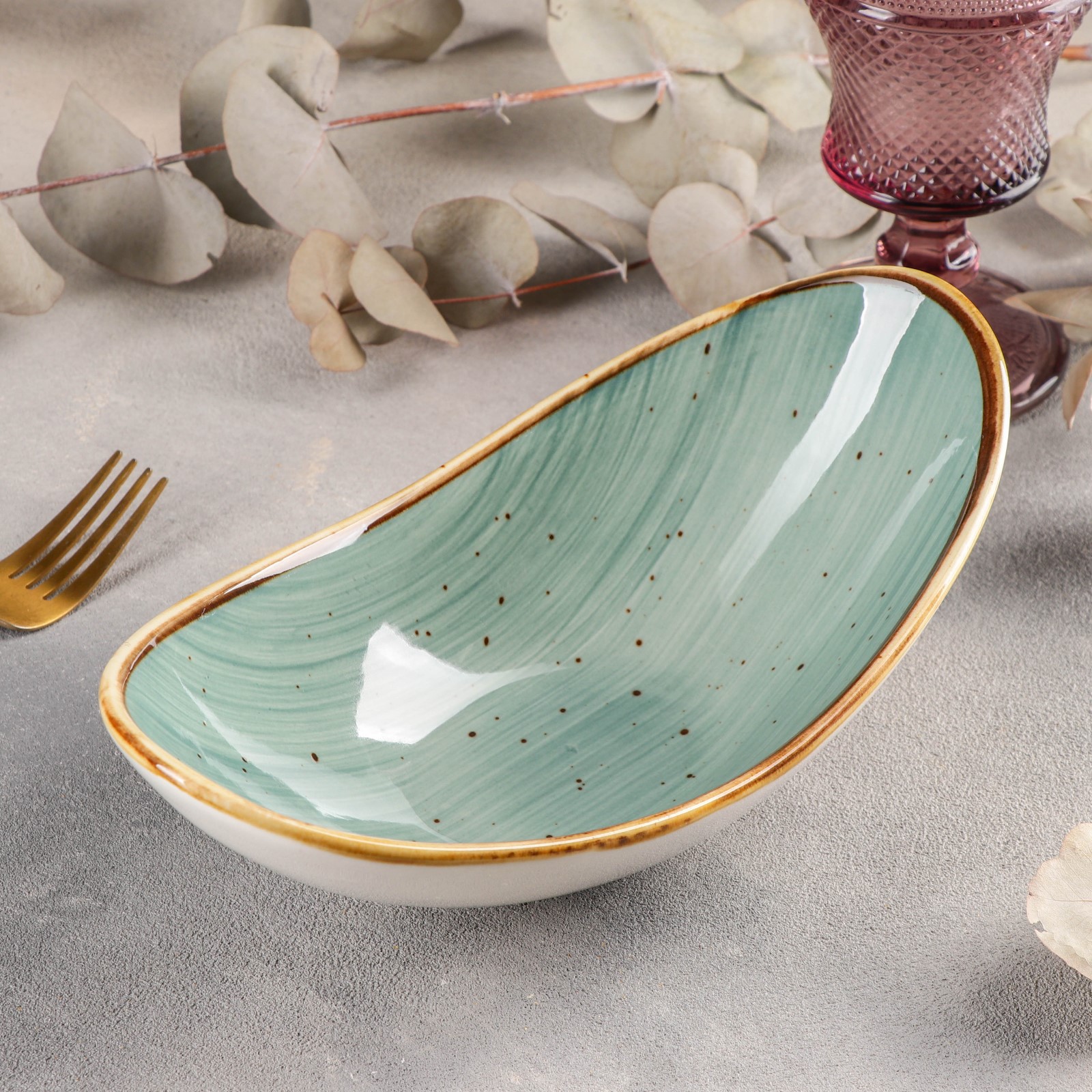 Салатник Sima-Land керамический «Сапфир» 25×13×8 см цвет серо-зелёный - фото 1