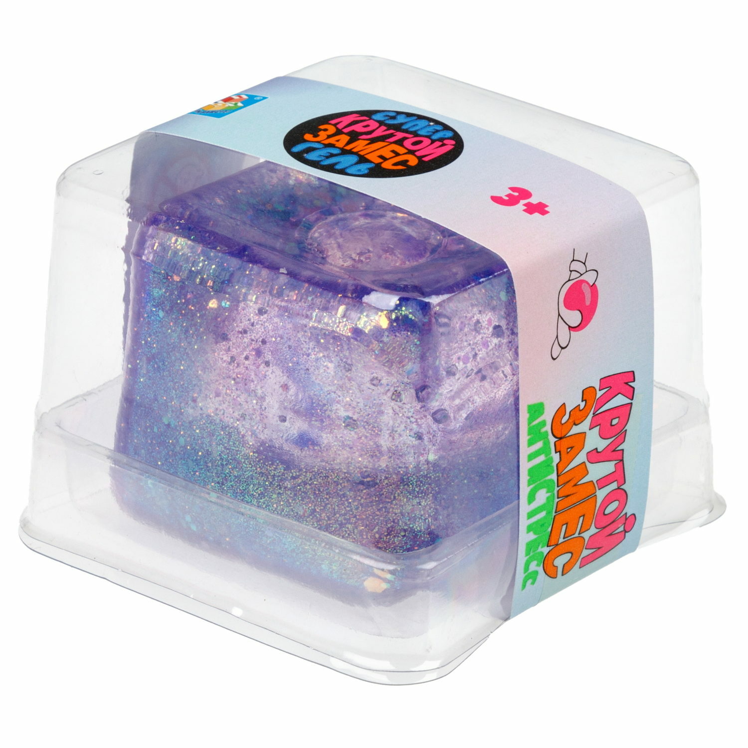 Игрушка-антистресс Крутой замес Супергель Куб 5 см фиолетовый - фото 6