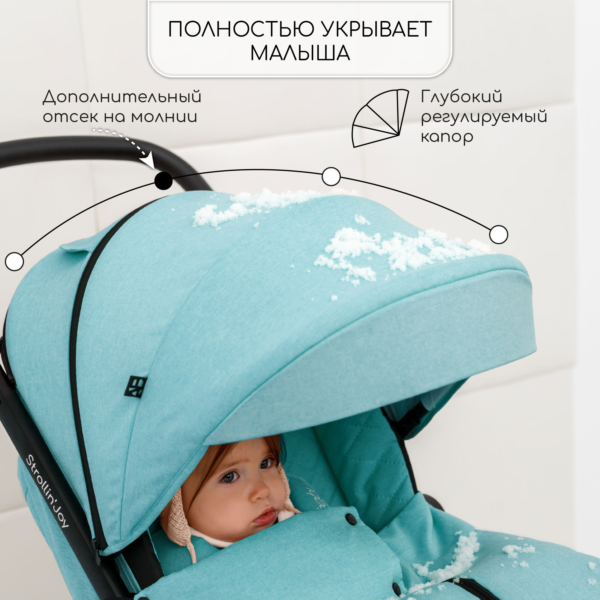 Коляска прогулочная Amarobaby Strollin Joy Бирюзовый - фото 5