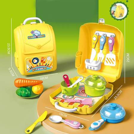 Детский игровой набор SHARKTOYS кухня для девочки в рюкзаке