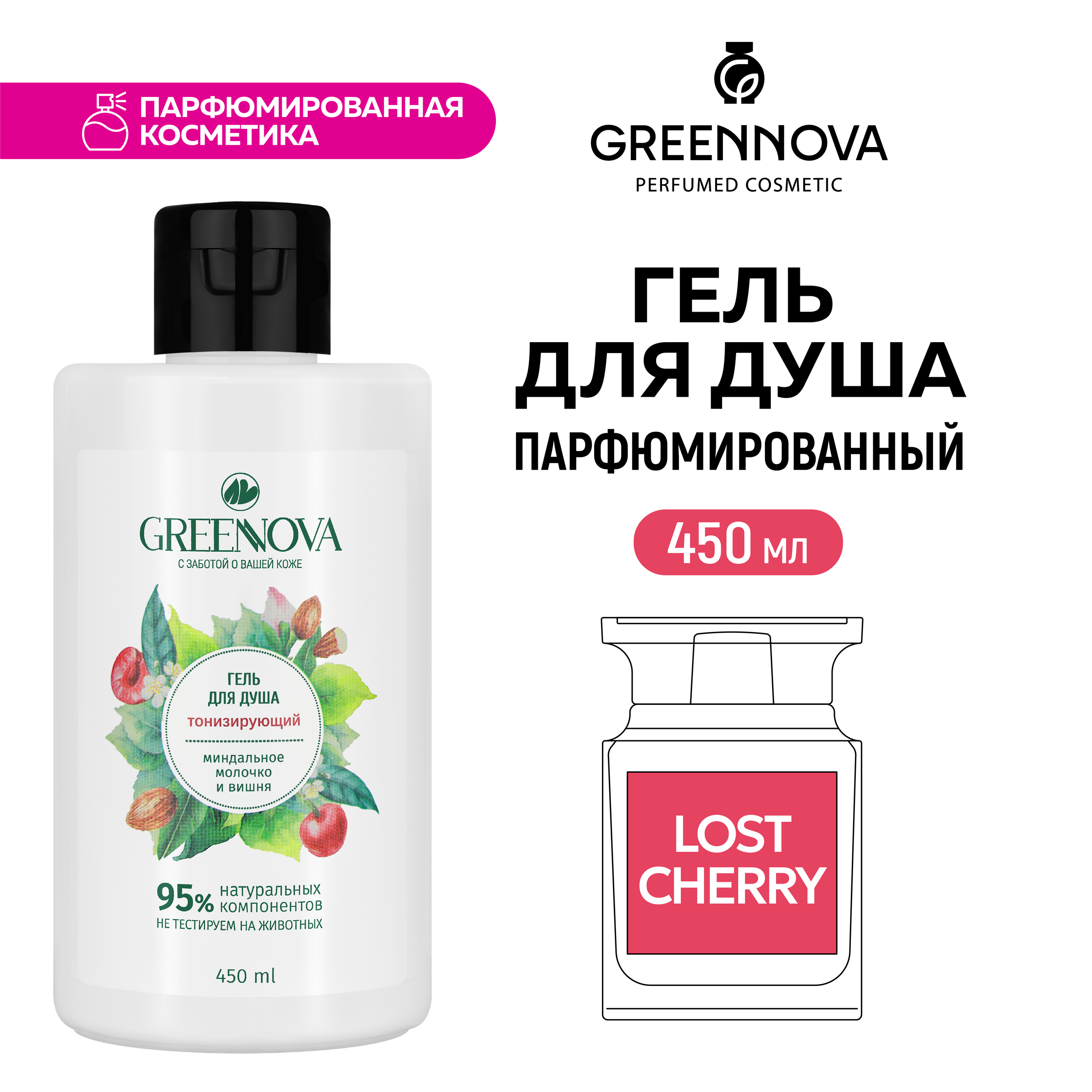 Гель для душа GREENNOVA тонизирующий 450 мл - фото 2