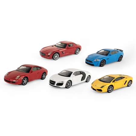 Набор Welly Модели машин 1:43 Lambo Gallardo Porsche 911 Audi R8 Merc SLS Jag XK