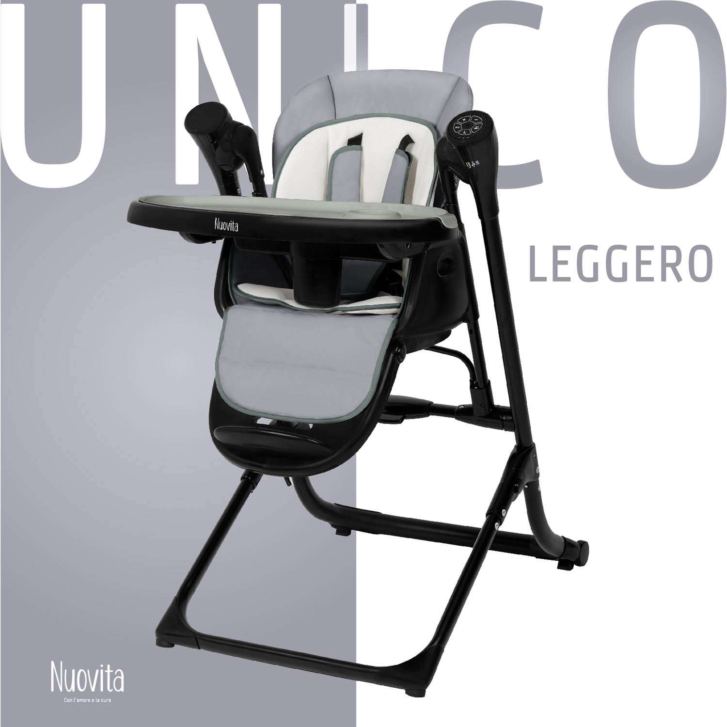Стульчик для кормления 3 в 1 Nuovita Unico Leggero Nero серый - фото 1