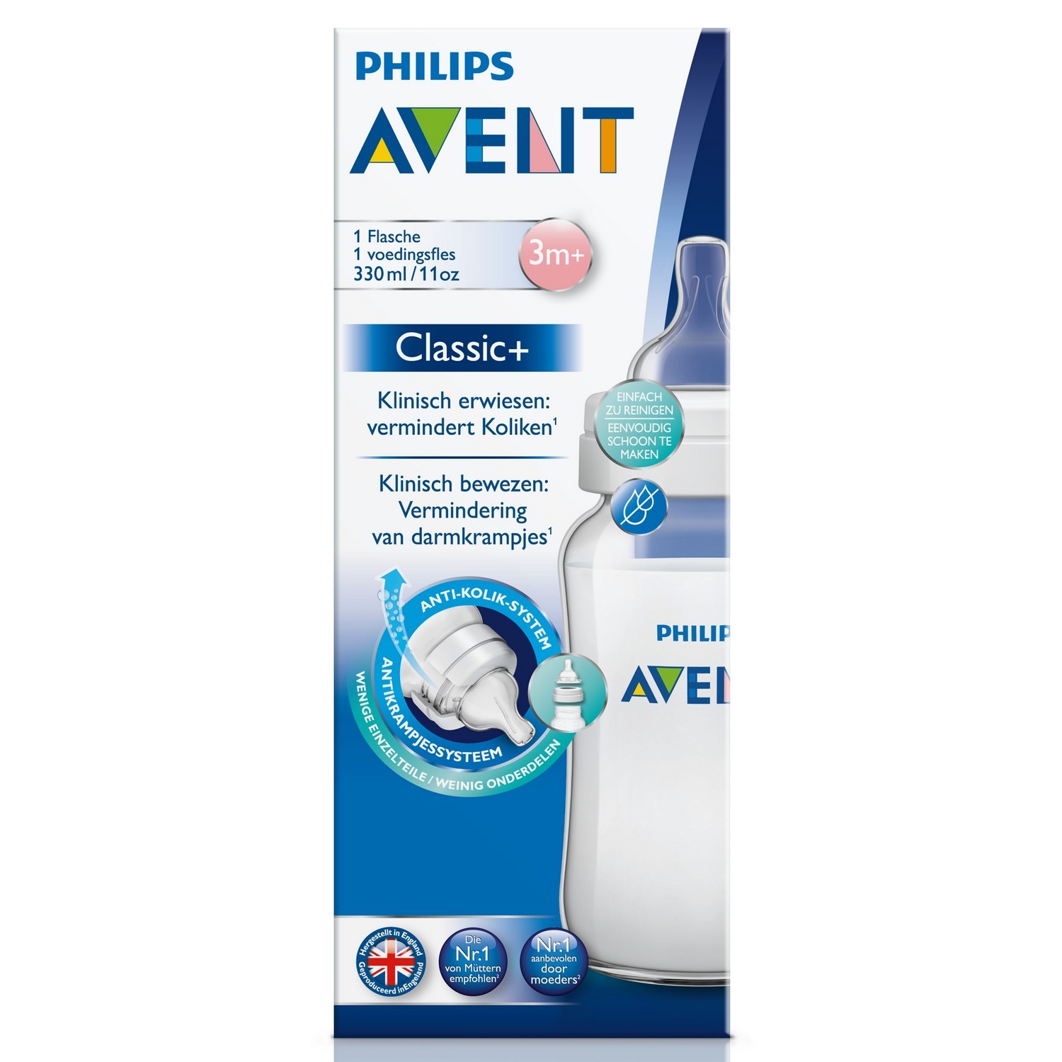 Бутылочка Philips Avent Classic+ 3 мес+ 330 мл SCF566/17 - фото 5