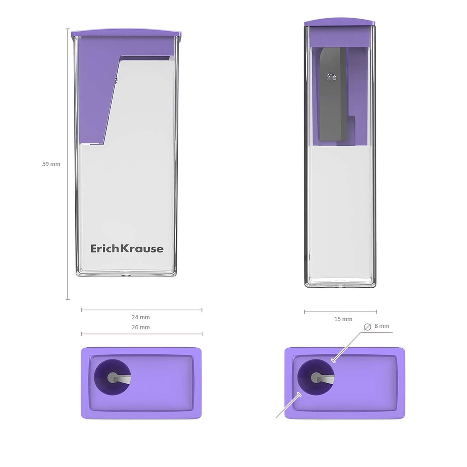 Точилка ErichKrause City Pastel пластиковая с контейнером в ассортименте 61275 - фото 4