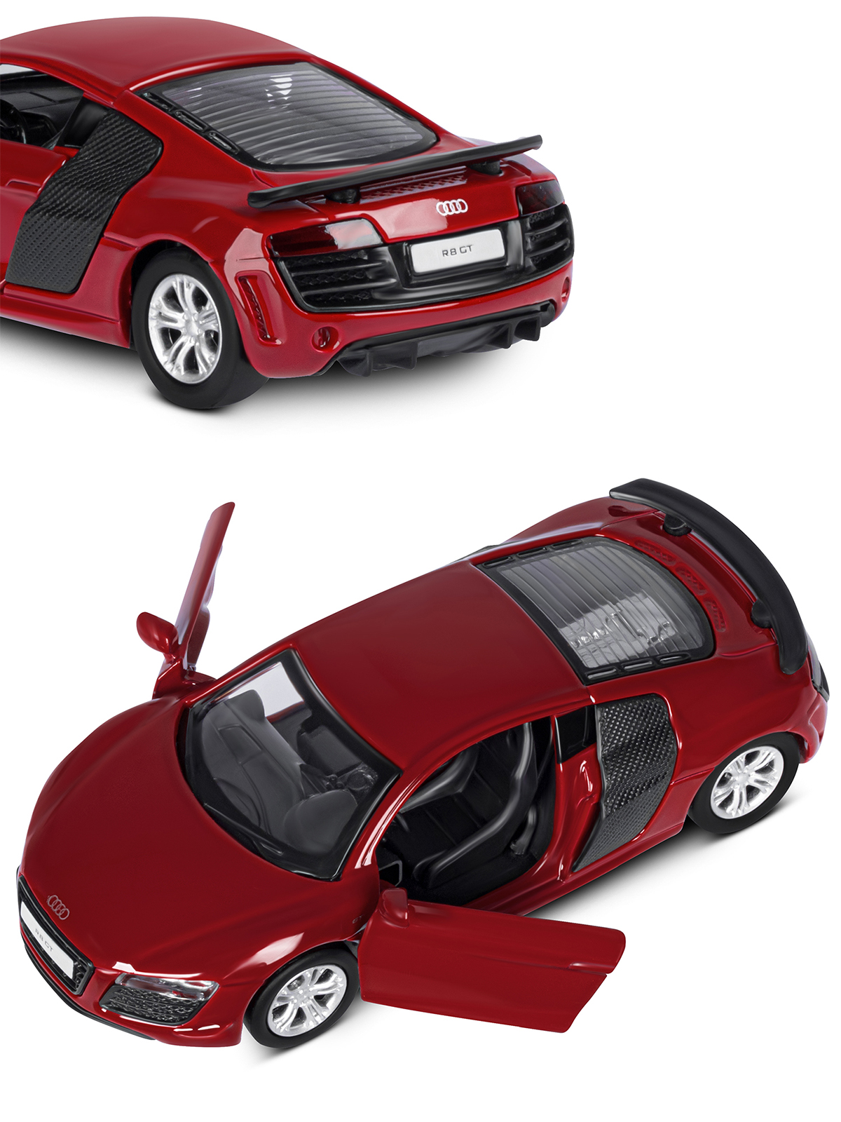 Машинка металлическая АВТОпанорама игрушка детская 1:43 Audi R8 GT красный инерционная JB1251263 - фото 8