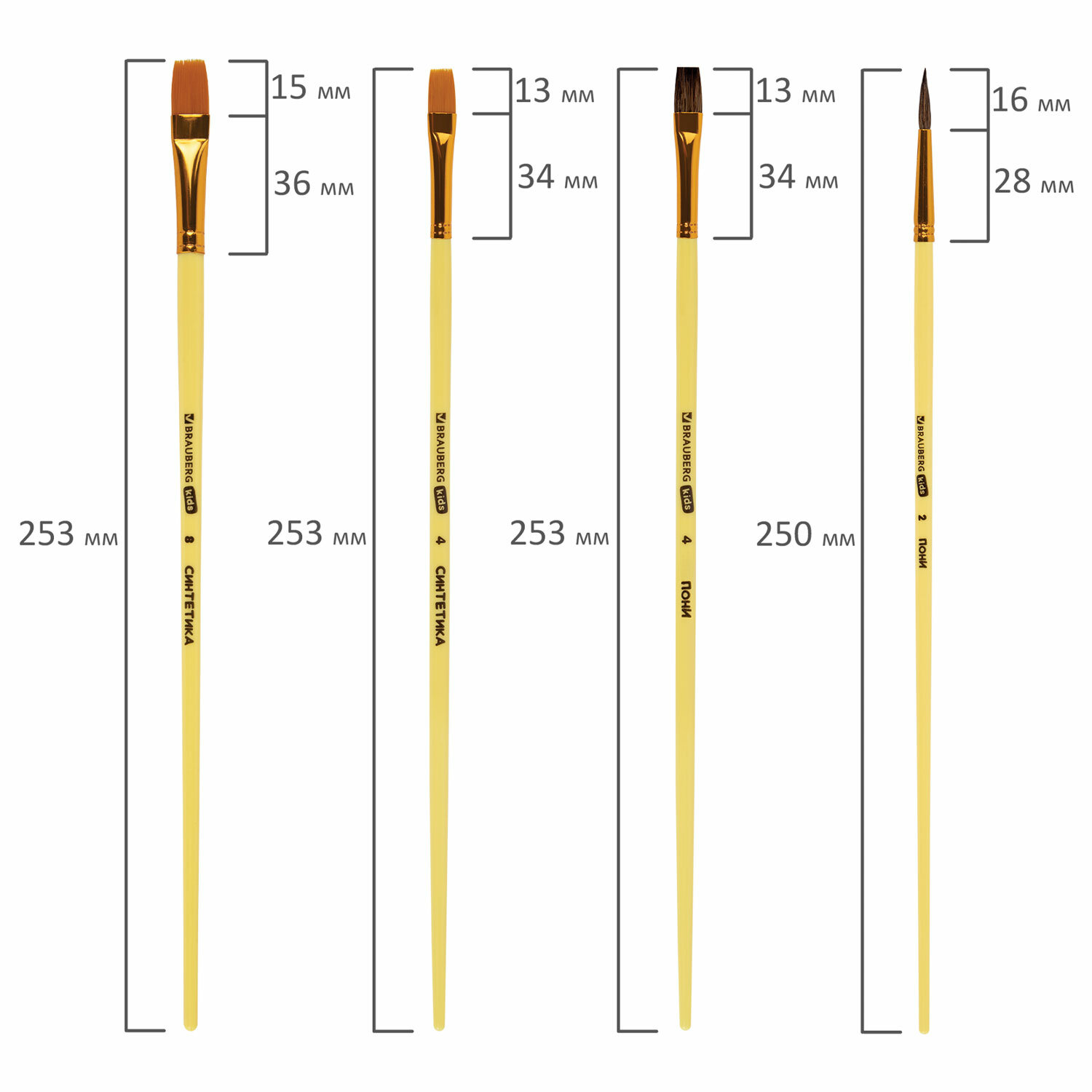 Кисти для рисования Brauberg набор 15 штук - фото 11