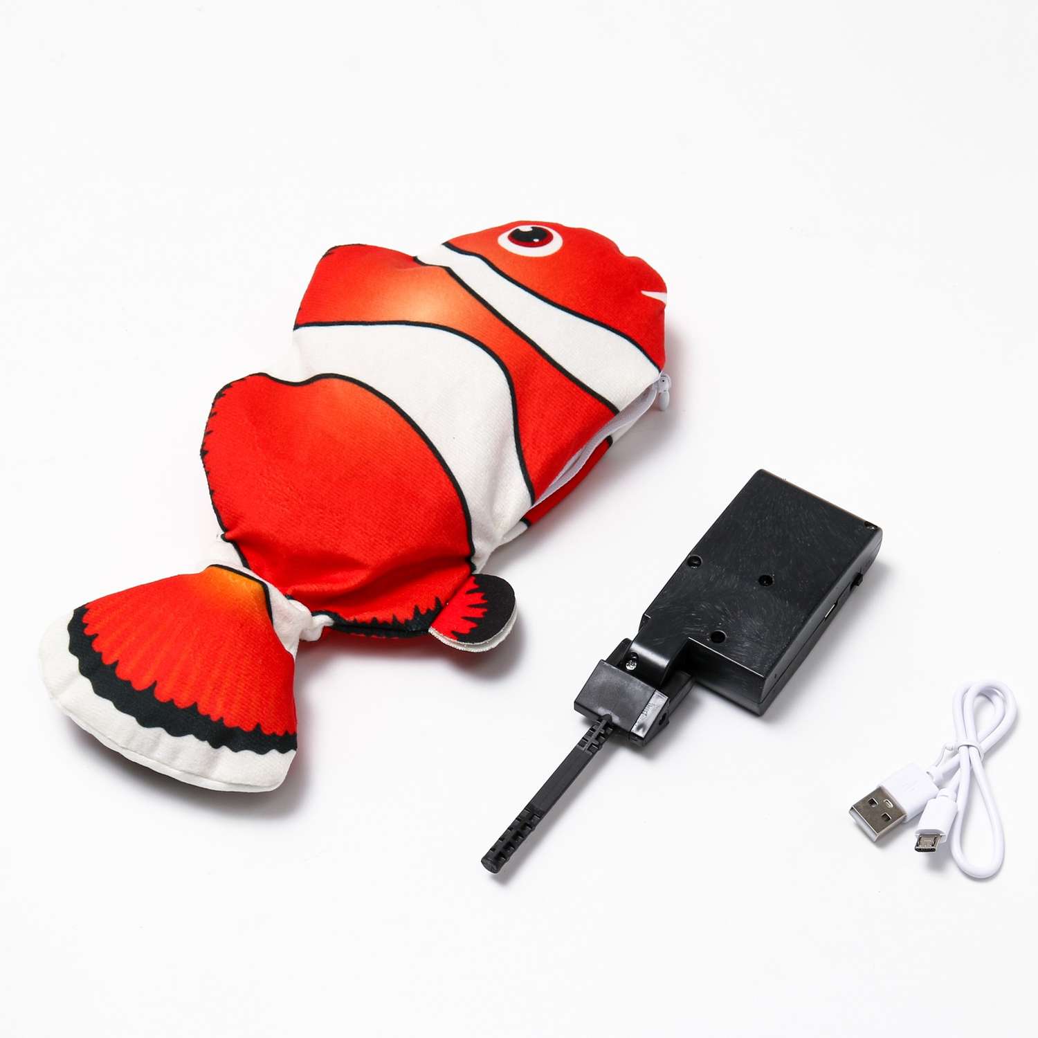 Игрушка для кошек Пижон «Рыба-клоун» с двигающимся хвостом и USB-зарядкой - фото 1
