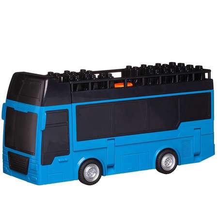 Игровой набор Junfa интерактивный 3в1 Туристический автобус трансформер синий с треком