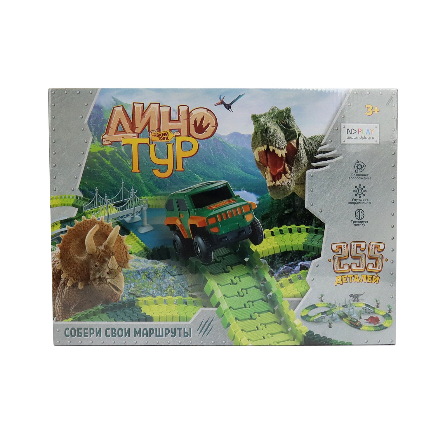 Игрушка ND PLAY Трасса с машинкой на батарейке Дино Тур 309676