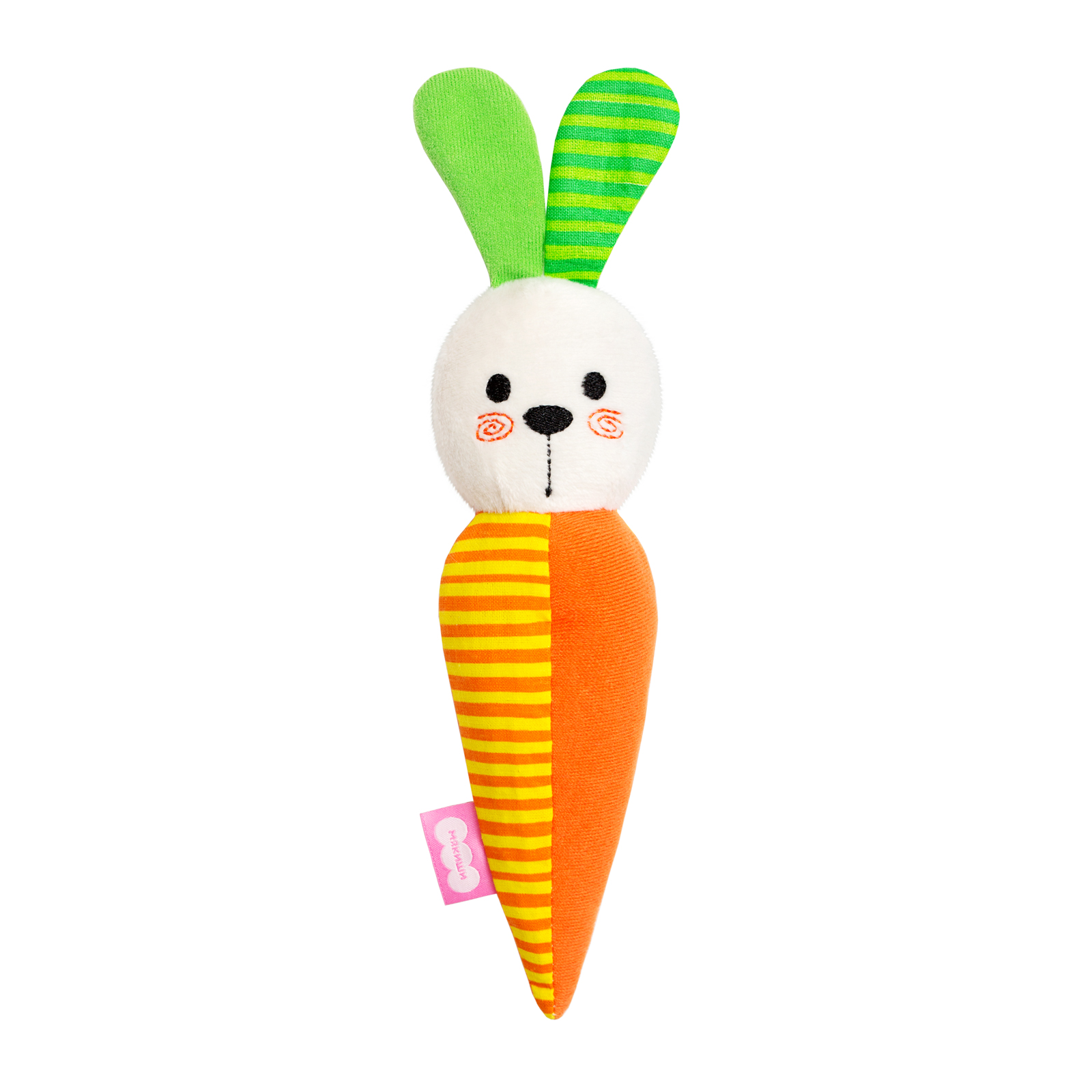 Игрушка Мякиши Развивающая мягкая пищалка для новорождённых Зайка морковка - фото 8