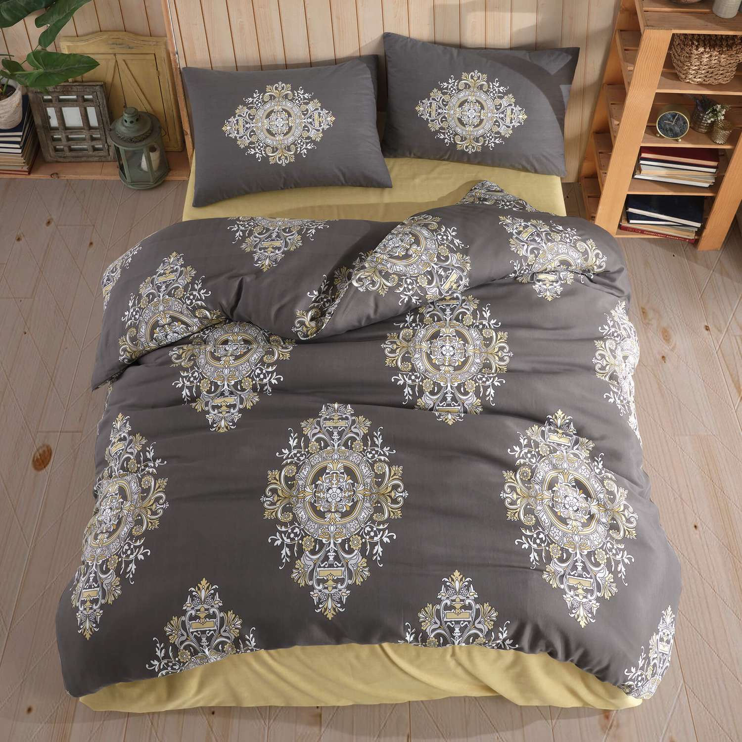 Комплект постельного белья ATLASPLUS размер Евро ранфорс хлопок Damask-Sari - фото 1