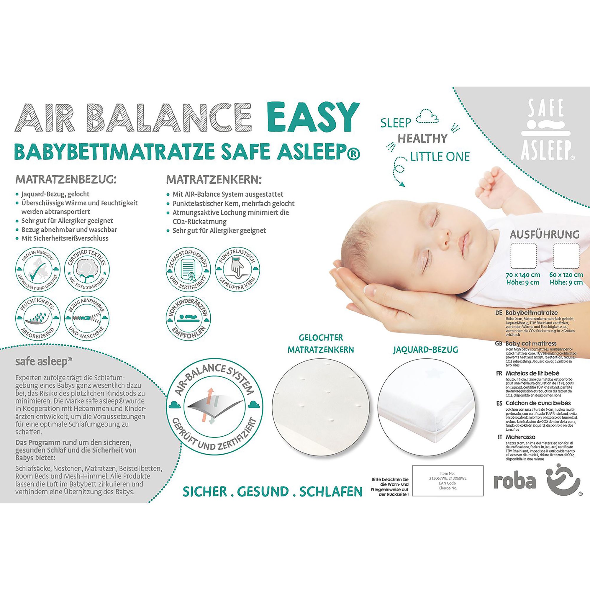 Матрас в кроватку Roba Air Balance Easy safe asleep 120x60 см - фото 9