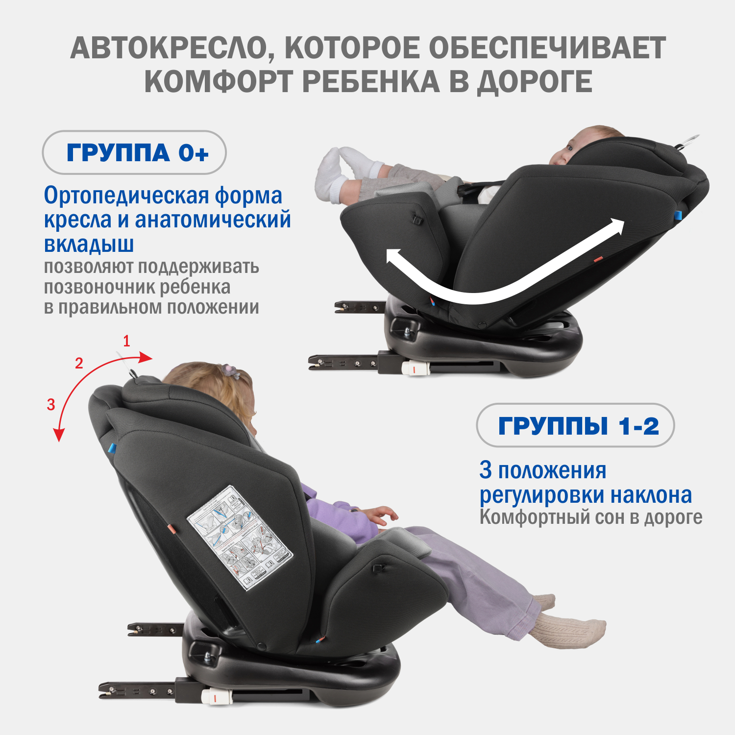 Детское автокресло SIGER Siger Ультра ISOFIX гр.0+/ I/II/III темно-серый - фото 8