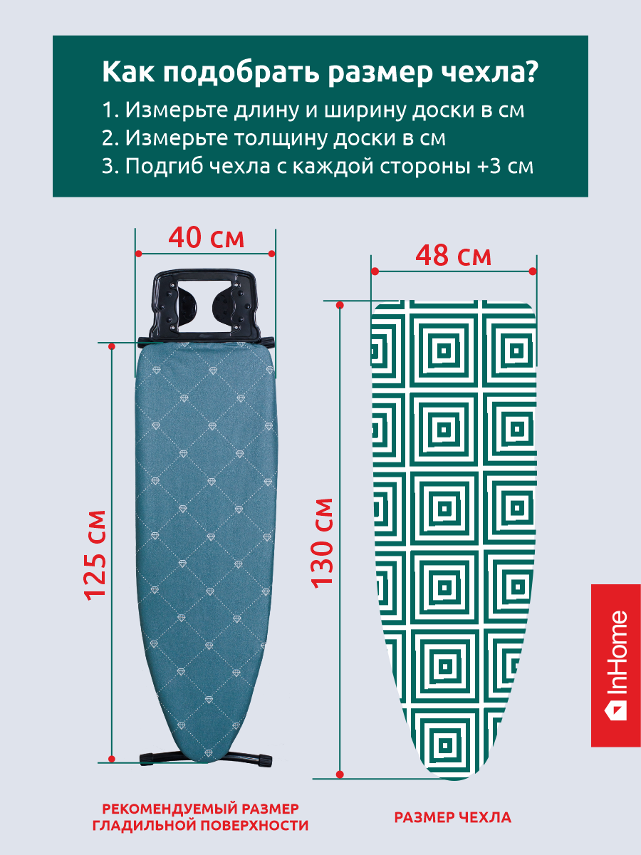 Чехол для гладильной доски InHome с антипригарным покрытием - фото 8