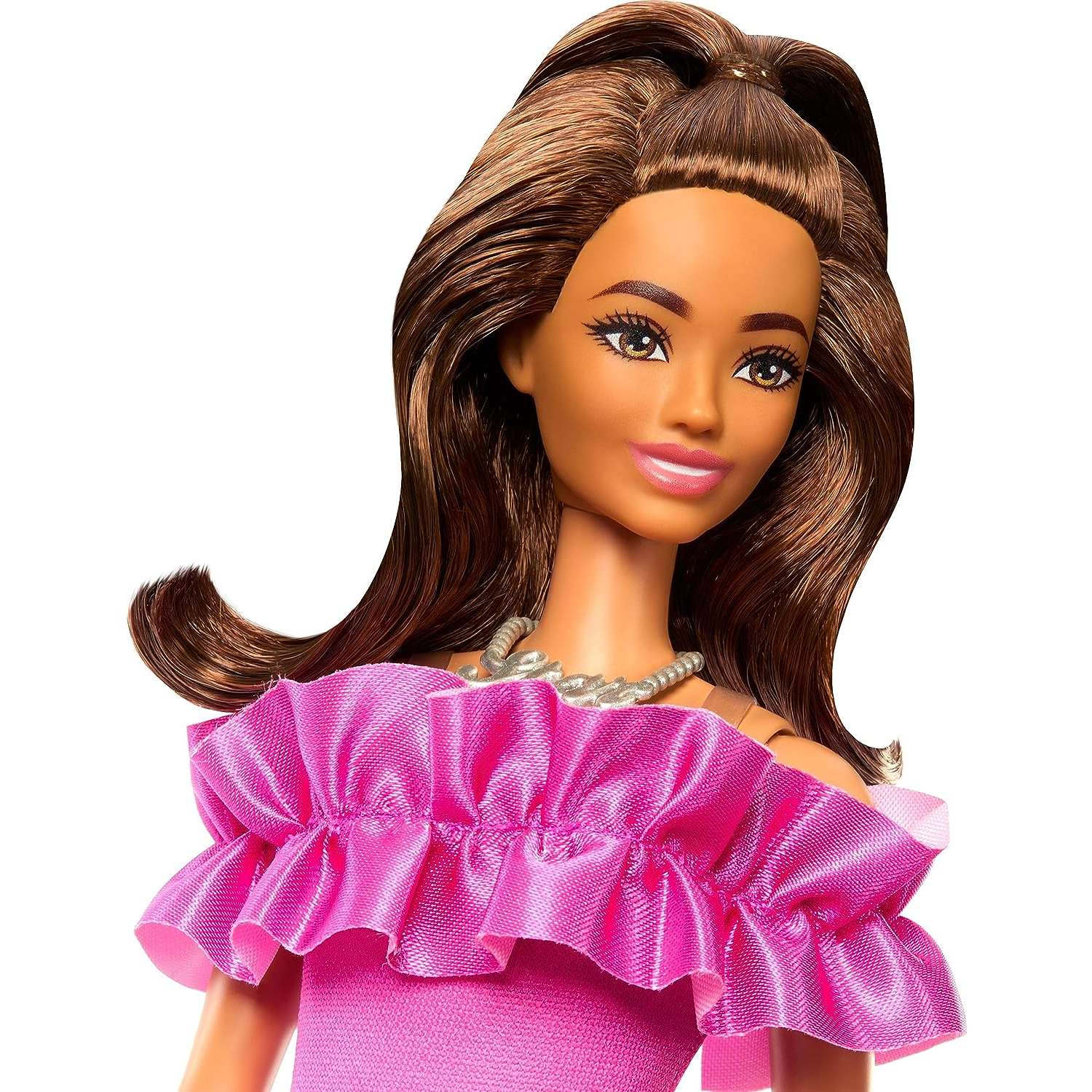 Кукла Barbie Модница Розовое платье с оборками на рукавах HRH15 HRH15 - фото 2