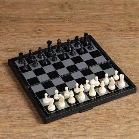 Настольная игра Sima-Land 3 в 1 «Зук« нарды шахматы шашки магнитная доска 24.5х24.5 см
