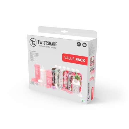 Комплект 16 предметов Twistshake для кормления цвет: Pink / Purple / White