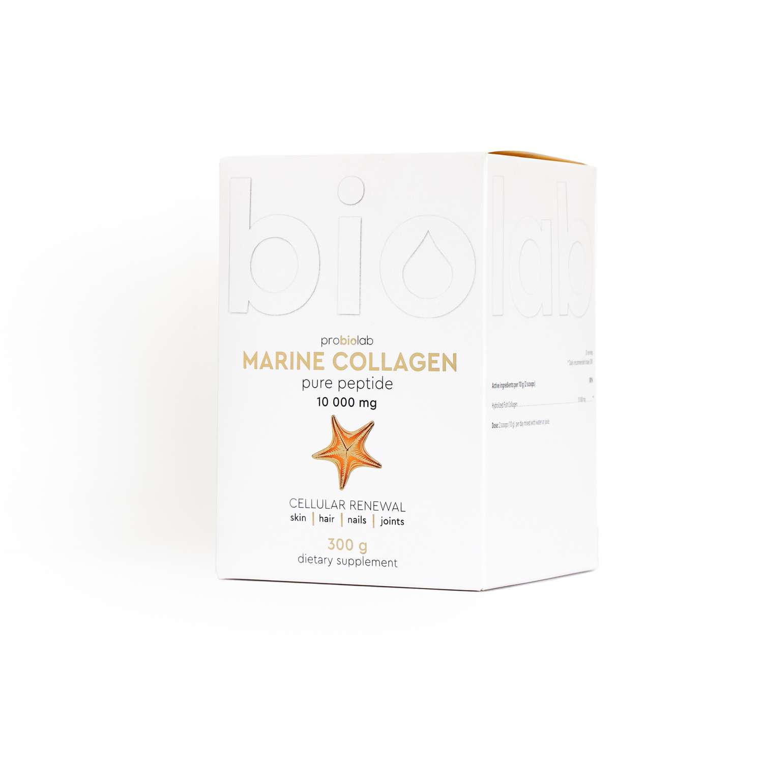 Пептиды морского коллагена PROBIOLAB в порошке 300 г Collagen Marine Pure Peptide 10.000 мг - фото 1