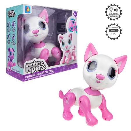 Интерактивная игрушка Robo Pets Робо-котёнок белый/розовый