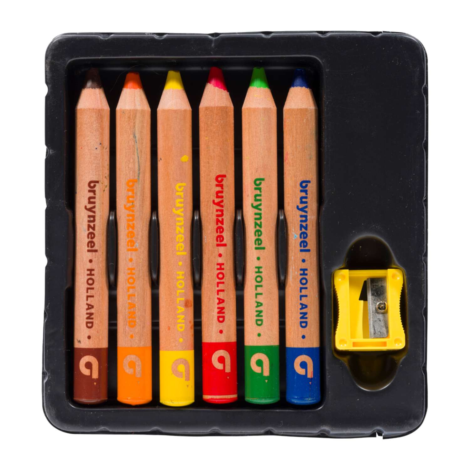 Набор утолщенных BRUYNZEEL цветных восковых карандашей Kids Soft 6 цветов и точилка в картонной упаковке - фото 3
