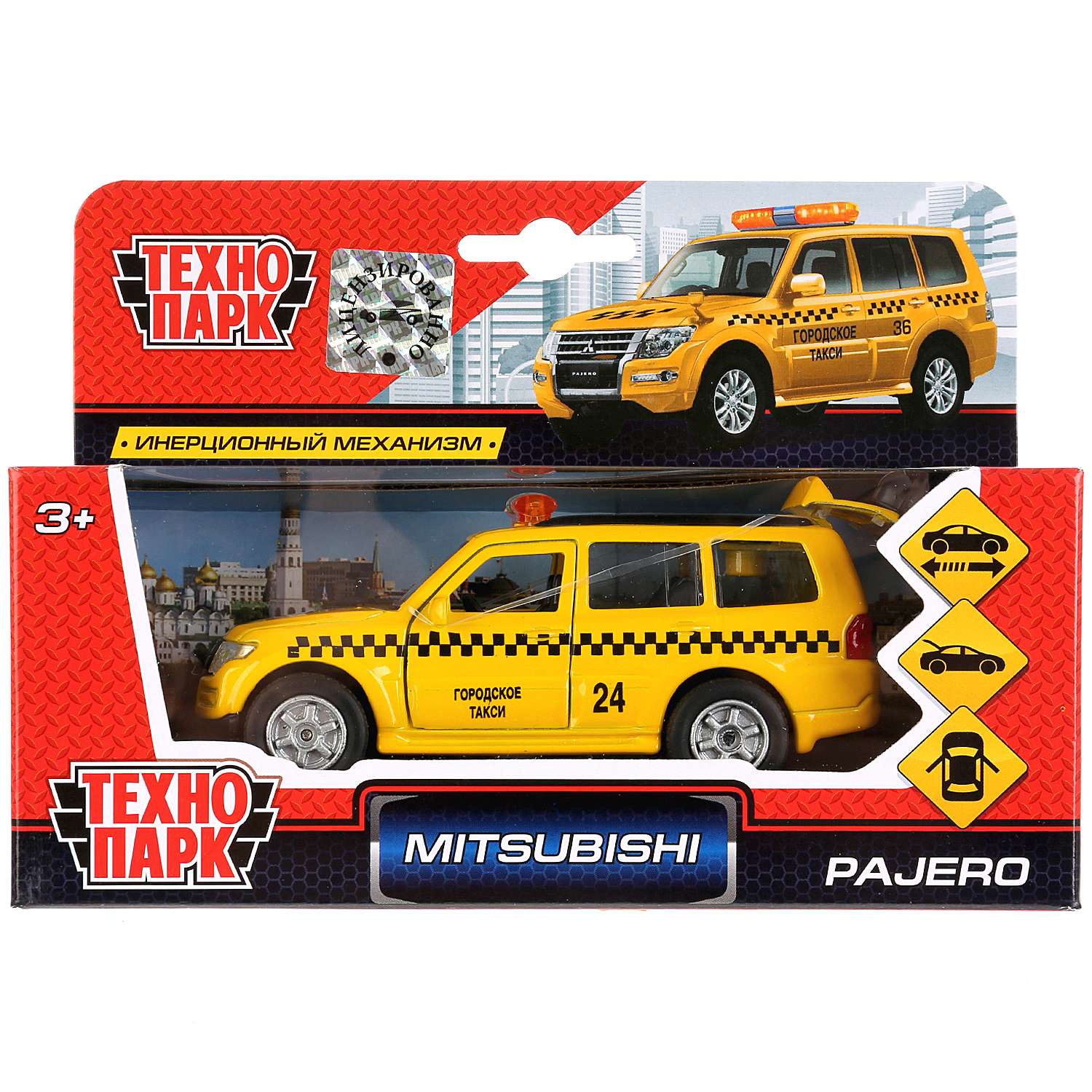 Машина Технопарк Mitsubishi Pajero Такси инерционная 256365 256365 - фото 2