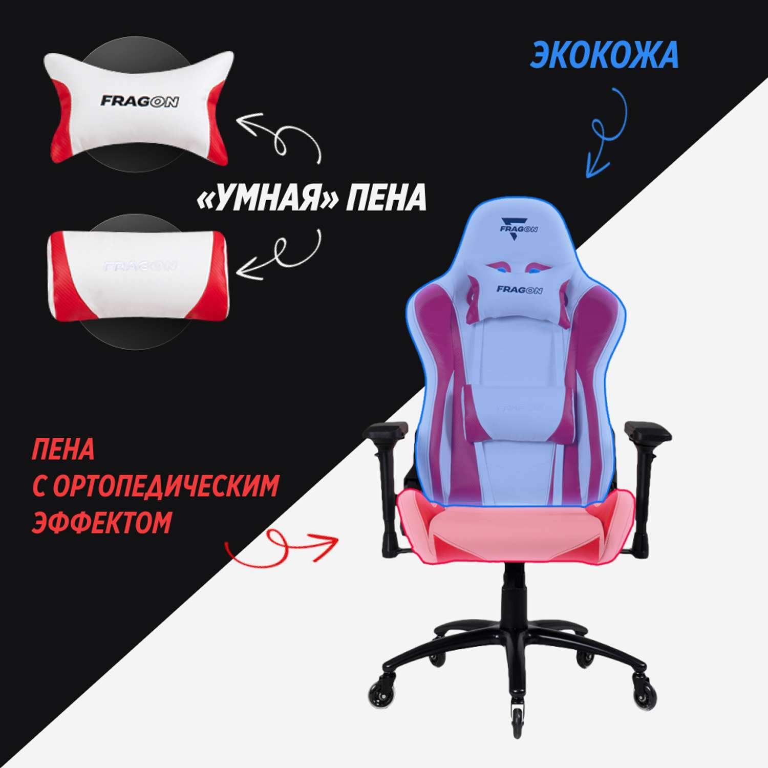 Компьютерное кресло GLHF серия 5X White/Red - фото 4