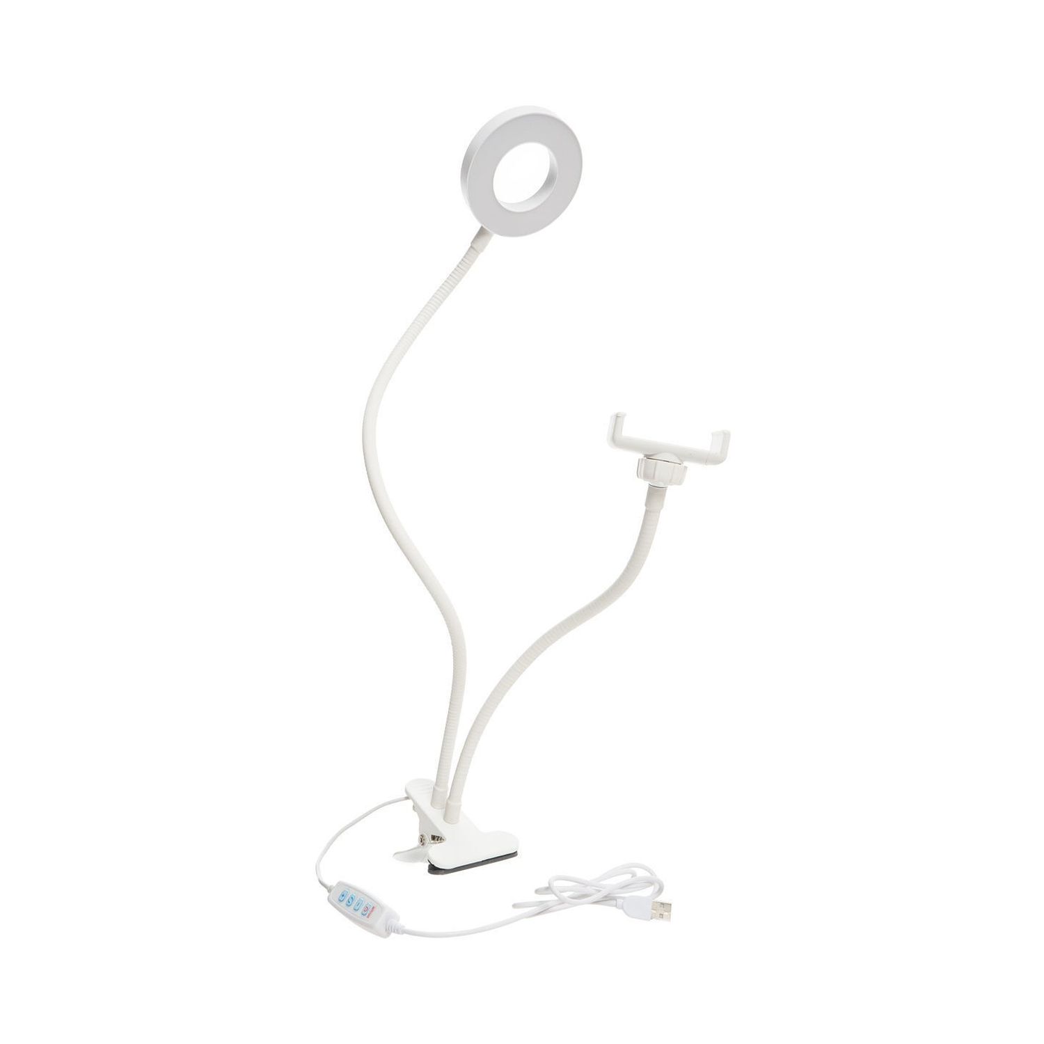 Селфи-лампа NPOSS кольцевая с гибким держателем для телефона белая - фото 1