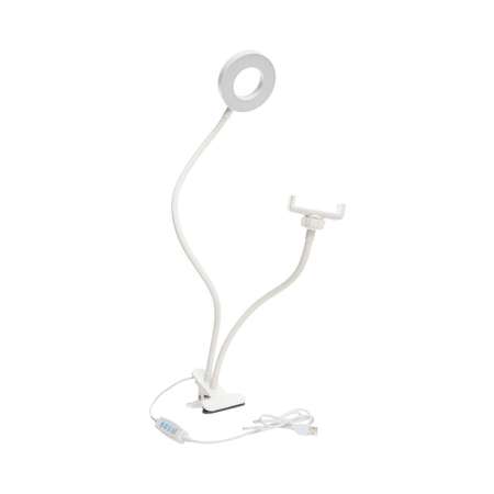 Селфи-лампа NPOSS кольцевая с гибким держателем для телефона белая