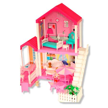 Кукольный дом SHARKTOYS двухэтажная вилла с куклой и питомцами