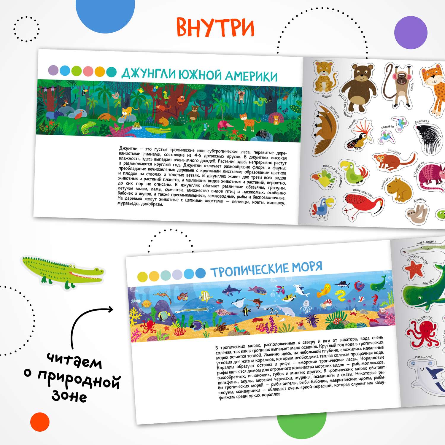 Книга с наклейками МОЗАИКА kids Удивительный мир животных. 250 многоразовых наклеек - фото 2
