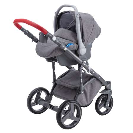 Коляска 3в1 BeBe-mobile Ravenna Sport V101 Темно-серый+Белая кожа+Красная кожаная отделка