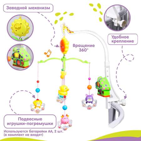 Музыкальный мобиль Крошка Я «Пряничный домик. Зверушкипогремушки»