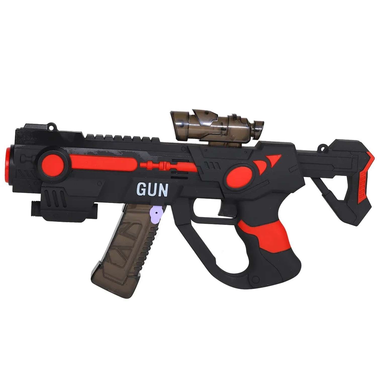 Игрушечное оружие Маленький Воин Пистолет с мыльными пузырями красный на батарейках с мыльным раствором - фото 3