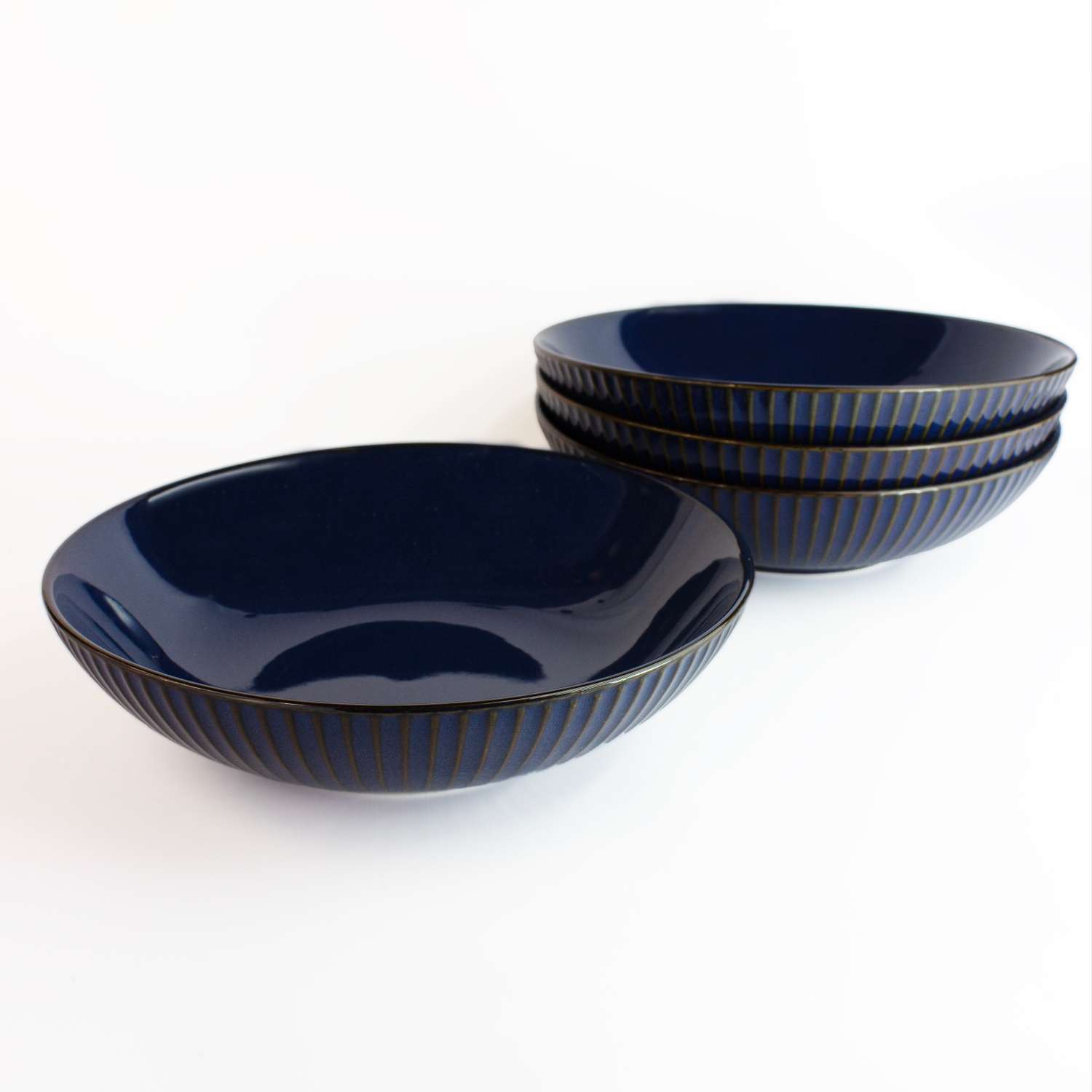 Набор тарелок Синие Грани суповые керамические 21 см 4 шт - фото 13