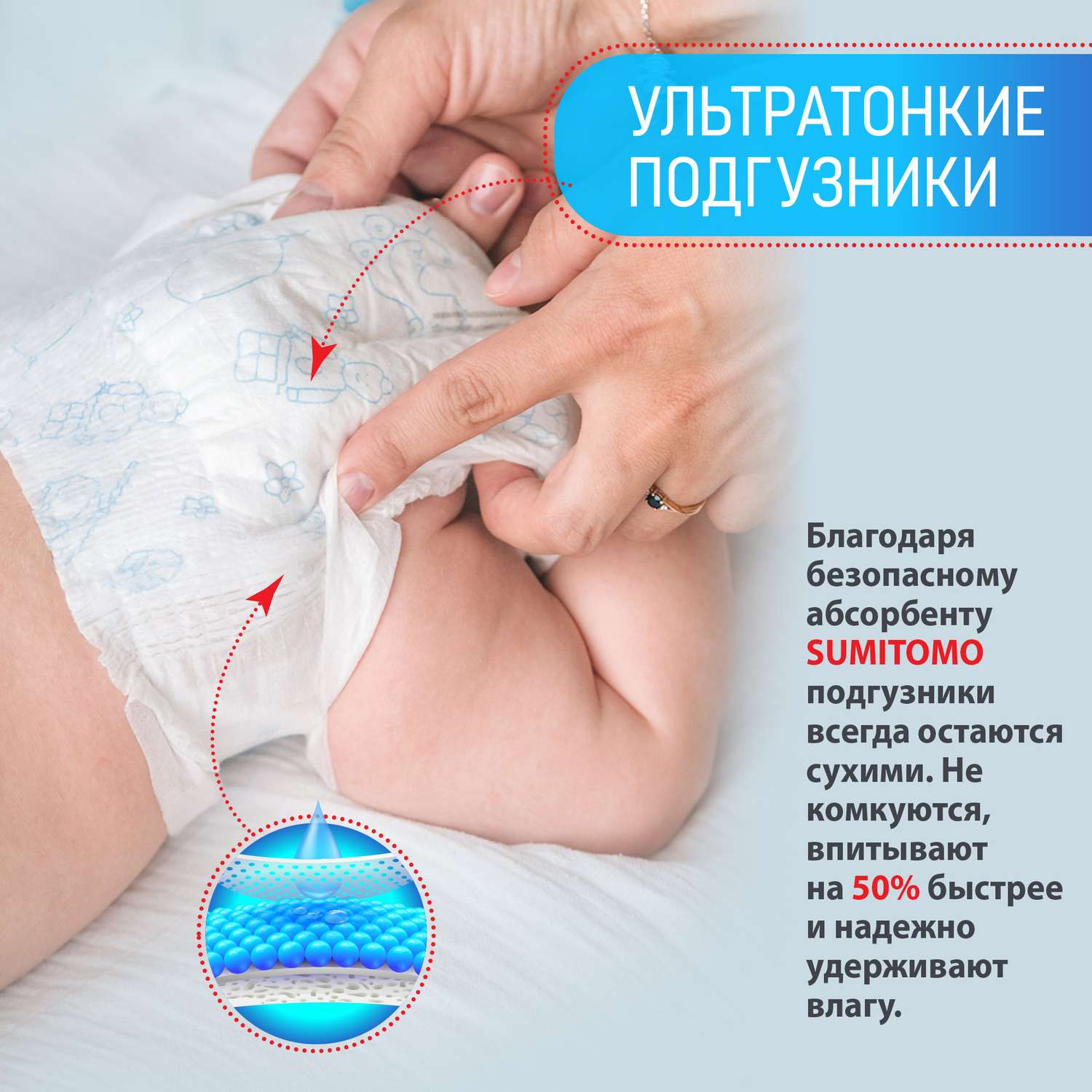 Подгузники Ekitto 3 размер M для новорожденных детей от 6-11 кг 54 шт - фото 4